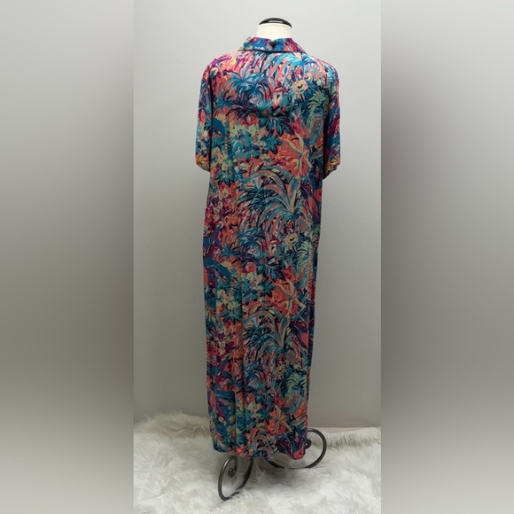 Soft Surroundings Florence Boho Embroidered Beaded Tropical Shirt Dress 2X 22W - Picture 7 of 14